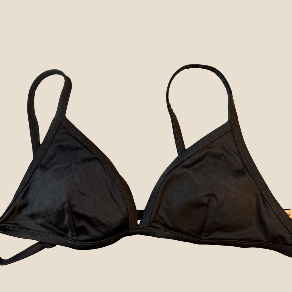 Madewell Black Triangle String Bikini Top Size XS Removable Pads New